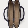 Nautical Rope Print Women’s Ralph Lauren Crosshatch Leather Large Hanna Satchel Bags