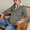 Navy / Cream Women’s Ralph Lauren Linen-Blend Herringbone Hacking Blazers
