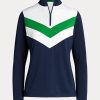 Navy / Green Women’s Ralph Lauren Chevron-Stripe Quarter-Zip Sweatshirts
