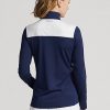 Navy / Green Women’s Ralph Lauren Chevron-Stripe Quarter-Zip Sweatshirts