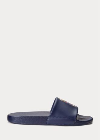 Navy Men’s Ralph Lauren Polo Bear Slippers