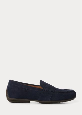 Navy Men’s Ralph Lauren Reynold Suede Driver Casual Shoes