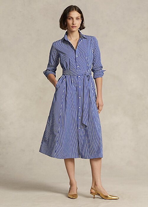 Navy / White Women’s Ralph Lauren Belted Striped Dress Navy / White Women’s Ralph Lauren Belted Striped Dress