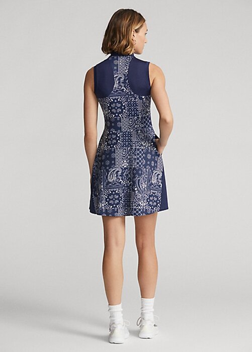 Navy Women’s Ralph Lauren Bandana-Print Paneled Jersey Dress Navy Women’s Ralph Lauren Bandana-Print Paneled Jersey Dress