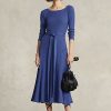 Navy Women’s Ralph Lauren Cotton Boatneck Midi Dress Navy Women’s Ralph Lauren Cotton Boatneck Midi Dress