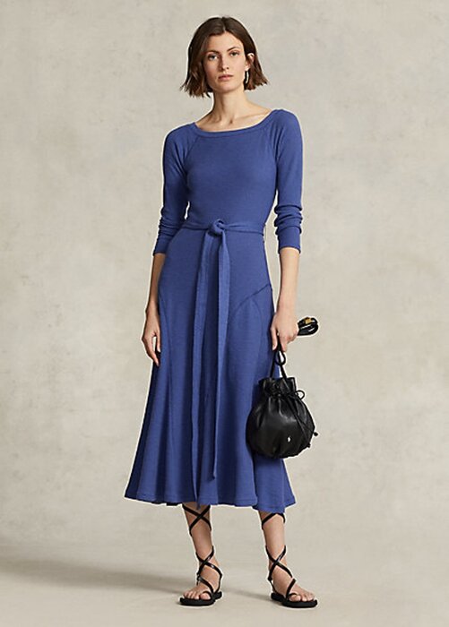 Navy Women’s Ralph Lauren Cotton Boatneck Midi Dress Navy Women’s Ralph Lauren Cotton Boatneck Midi Dress
