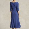 Navy Women’s Ralph Lauren Cotton Boatneck Midi Dress Navy Women’s Ralph Lauren Cotton Boatneck Midi Dress