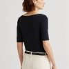 Navy Women’s Ralph Lauren Cotton Boatneck Tops Navy Women’s Ralph Lauren Cotton Boatneck Tops