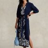Navy Women’s Ralph Lauren Floral-Embroidered Gauze Maxidress Dress Navy Women’s Ralph Lauren Floral-Embroidered Gauze Maxidress Dress