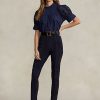 Navy Women’s Ralph Lauren Lambskin Suede Leggings
