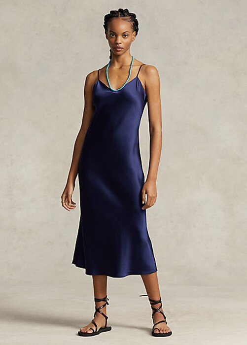 Navy Women’s Ralph Lauren Mulberry Silk Midi Slip Dress Navy Women’s Ralph Lauren Mulberry Silk Midi Slip Dress