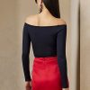 Navy Women’s Ralph Lauren Mulberry Silk Off-the-Shoulder Sweaters