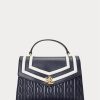 Navy Women’s Ralph Lauren Nappa Leather Medium Farrah Satchel Bags