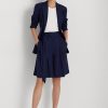 Navy Women’s Ralph Lauren Pleated Georgette Wide-leg  Shorts