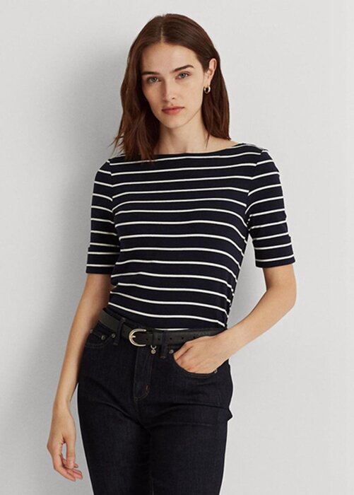 Navy Women’s Ralph Lauren Striped Boatneck Tops Navy Women’s Ralph Lauren Striped Boatneck Tops