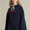 Navy Women’s Ralph Lauren Striped Fleece Logo Sweatshirts