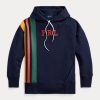 Navy Women’s Ralph Lauren Striped Fleece Logo Sweatshirts