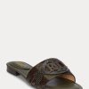 Olive Women’s Ralph Lauren Alegra Zebra-Print Haircalf Flat Shoes