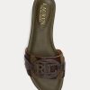 Olive Women’s Ralph Lauren Alegra Zebra-Print Haircalf Flat Shoes