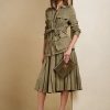 Olive Women’s Ralph Lauren Arnav Pleated Broken-Twill Skirts
