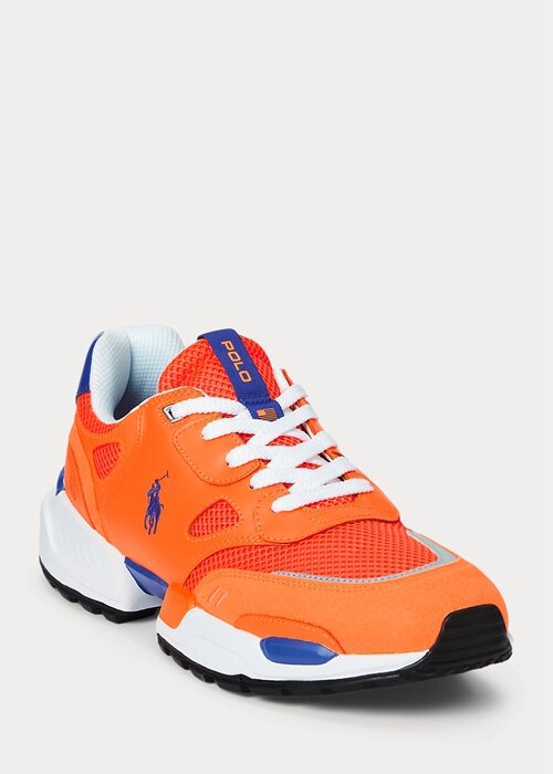 Orange / Royal Men’s Ralph Lauren Jogger Suede & Mesh Sneakers Orange / Royal Men’s Ralph Lauren Jogger Suede & Mesh Sneakers