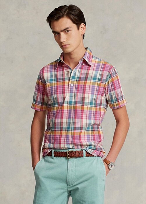 Pink Men’s Ralph Lauren Classic Fit Madras Popover Shirts Pink Men’s Ralph Lauren Classic Fit Madras Popover Shirts