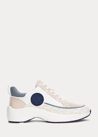 Pink Women’s Ralph Lauren Reaghan Logo Jacquard & Leather Sneakers