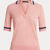 Pink Women’s Ralph Lauren Silk-Blend Short-Sleeve Sweaters