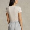 Pink Women’s Ralph Lauren Slim Graphic Ribbed Cotton T Shirts