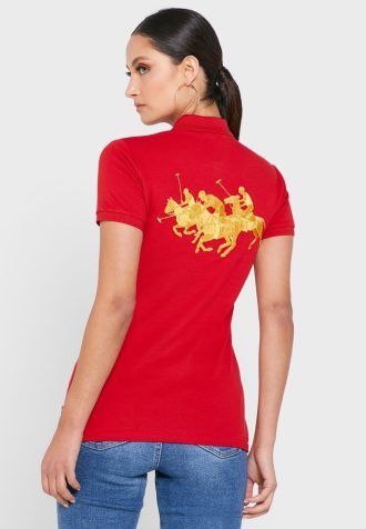 Red Women’s Ralph Lauren Button Detail Shirt Polo Shirts