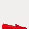Red Women’s Ralph Lauren Laurel Embroidered Goat-Suede Loafers