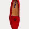 Red Women’s Ralph Lauren Laurel Embroidered Goat-Suede Loafers
