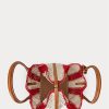 Ruby/Natural Women’s Ralph Lauren Striped Woven Large Bellport Tote Bags