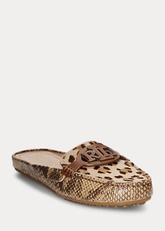 Snake Women’s Ralph Lauren Brynn Embossed Leather & Haircalf Driver Flat Shoes