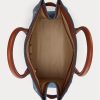Sunset Indigo Wash/Lauren Women’s Ralph Lauren Leather-Trim Denim Large Devyn Tote Bags