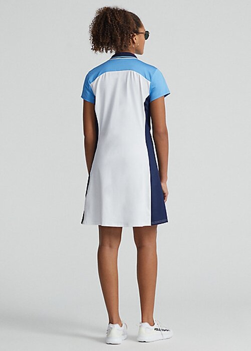 White / Blue Women’s Ralph Lauren Color-Blocked Stretch Jersey Dress White / Blue Women’s Ralph Lauren Color-Blocked Stretch Jersey Dress