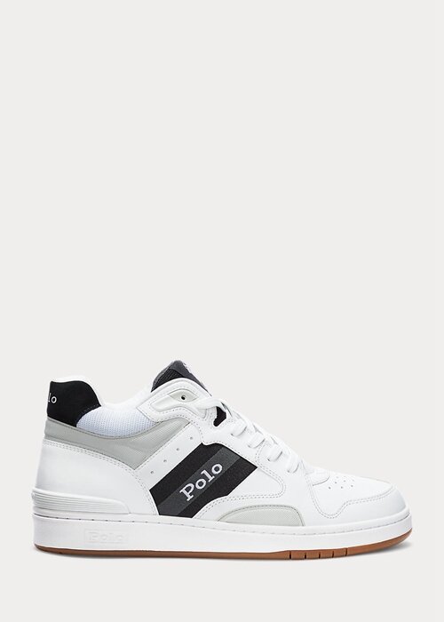 White / Grey Men’s Ralph Lauren Court Mid Pro Sneakers White / Grey Men’s Ralph Lauren Court Mid Pro Sneakers