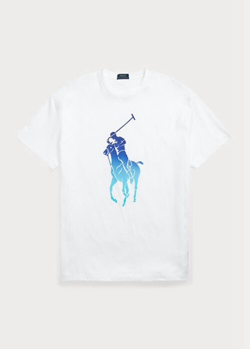 White Men’s Ralph Lauren Classic Fit Big Pony Jersey T Shirts White Men’s Ralph Lauren Classic Fit Big Pony Jersey T Shirts