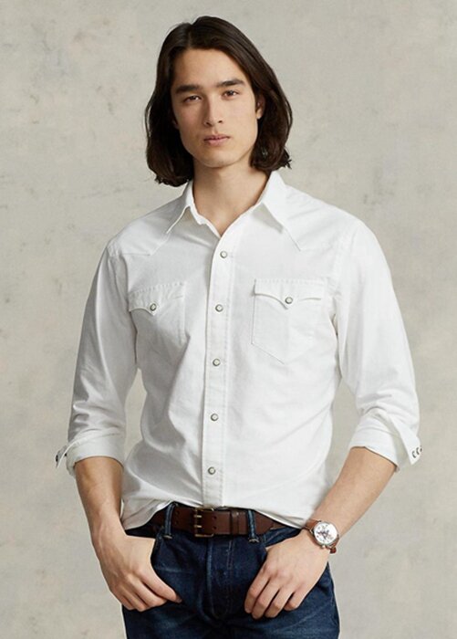 White Men’s Ralph Lauren Classic Fit Oxford Western Shirts White Men’s Ralph Lauren Classic Fit Oxford Western Shirts