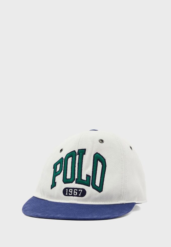 White Men’s Ralph Lauren Logo Flat Peak Hats White Men’s Ralph Lauren Logo Flat Peak Hats