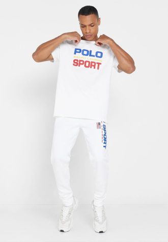 White Men’s Ralph Lauren Logo Sweatpants