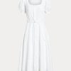 White Women’s Ralph Lauren Eyelet-Embroidered Linen Dress White Women’s Ralph Lauren Eyelet-Embroidered Linen Dress