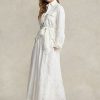 White Women’s Ralph Lauren Eyelet Linen Midi Skirts White Women’s Ralph Lauren Eyelet Linen Midi Skirts