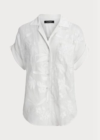 White Women’s Ralph Lauren Eyelet Voile Short-sleeve Blouse  Tops