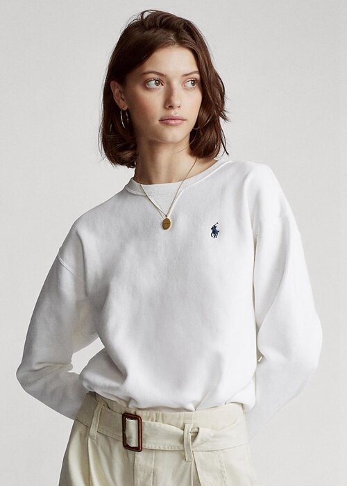 White Women’s Ralph Lauren Fleece Pullover Sweatshirts White Women’s Ralph Lauren Fleece Pullover Sweatshirts