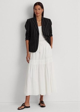 White Women’s Ralph Lauren Linen Tiered Maxiskirt Skirts