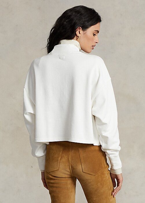 White Women’s Ralph Lauren Logo Oversize Mockneck Cotton Sweatshirts White Women’s Ralph Lauren Logo Oversize Mockneck Cotton Sweatshirts