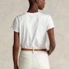 White Women’s Ralph Lauren Rl-suede-applique Jersey   T Shirts