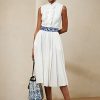 White Women’s Ralph Lauren Roald Pleated Linen Sleeveless Day Dress White Women’s Ralph Lauren Roald Pleated Linen Sleeveless Day Dress