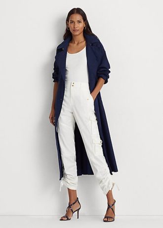 White Women’s Ralph Lauren Shantung Cargo Pants